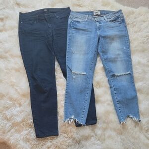 2 PAIGE Women's Distressed Light Blue and Dark Blue Skinny Jeans